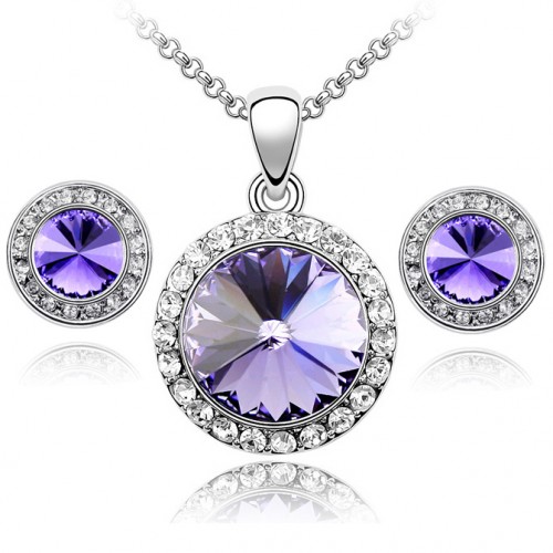 Set argint cu Cristale Swarovski Purple LadyV