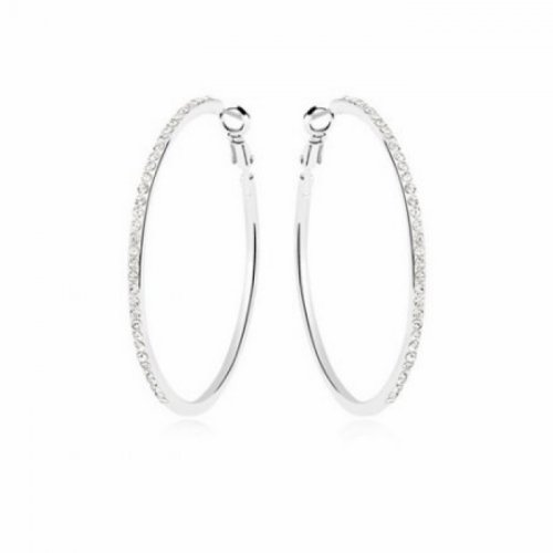 Cercei argint cu elemente swarovski circle white cristals