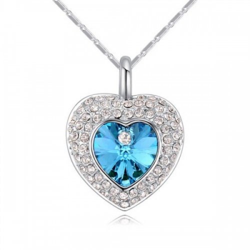 Lant argint femei cu pandantiv Blue Heart
