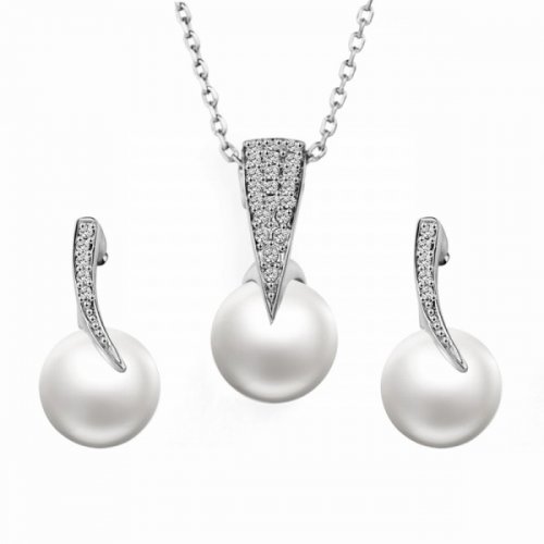 Set argint cu perle si elemente swarovski Silence
