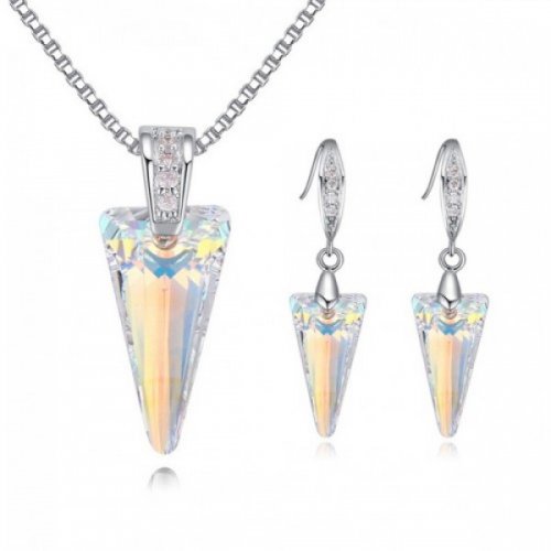 Set argint femei cu elemente Swarovski Cristale Aurore Boreale