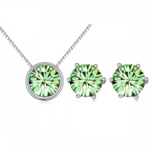 Set argint femei cu elemente Swarovski Green Galaxy