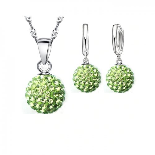 Set argint femei Disco Ball emerald