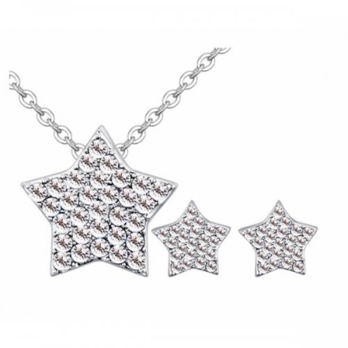 Set argint femei stea Stars alb cu elemente swarovski  Crystal