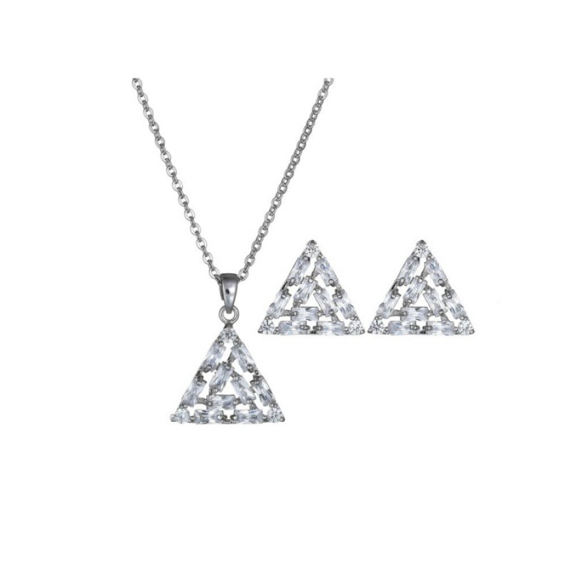 Residence A faithful Final Set argint lant, pandantiv si cercei cu elemente swarovski cristal triunghi