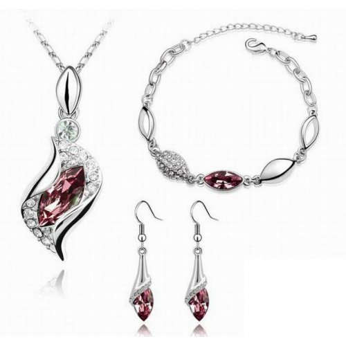 Set argint femei tear drop elemente swarovski