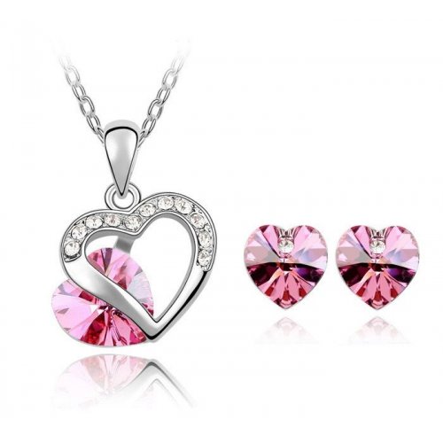 Set argint cu Cristale Swarovski PinkLove