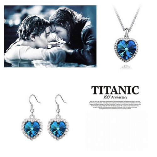 Set Argint Elemente Swarovski Ocean Heart Titanic