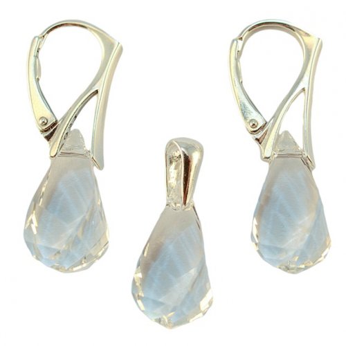  Set Argint 925 cu elemente swarovski Helix 18mm Crystal Clear