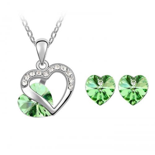 Set argint cu Cristale Swarovski GreenEmerald