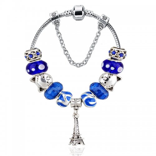 Bratara argint Pandora Charm Style Paris in Blue