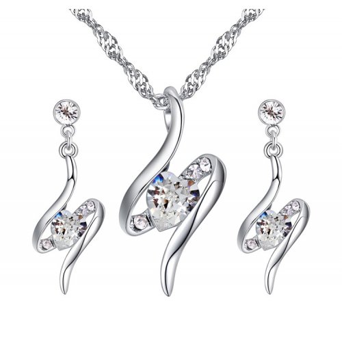 Set argint Infinity cu cristale swarovski