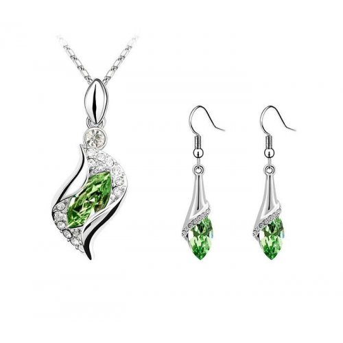 Set argint femei Teardrop Verde