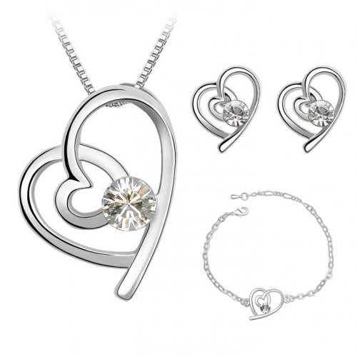 Set argint inima cu cristale swarovski Elegansior