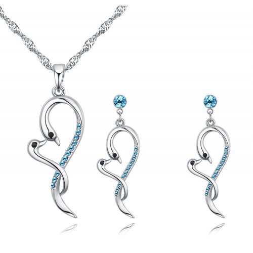 Set din argint cu cristale Swarovski Blue Aqua Summer