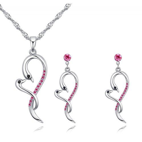 Set din argint cu cristale Swarovski Pink  Summer