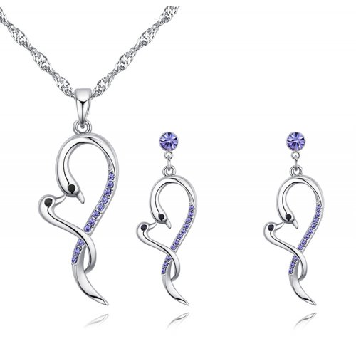 Set din argint cu cristale Swarovski Purple Summer